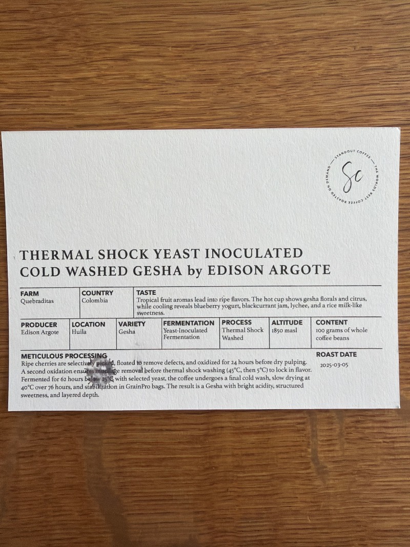 Cold Washed Gesha by Edison Argote