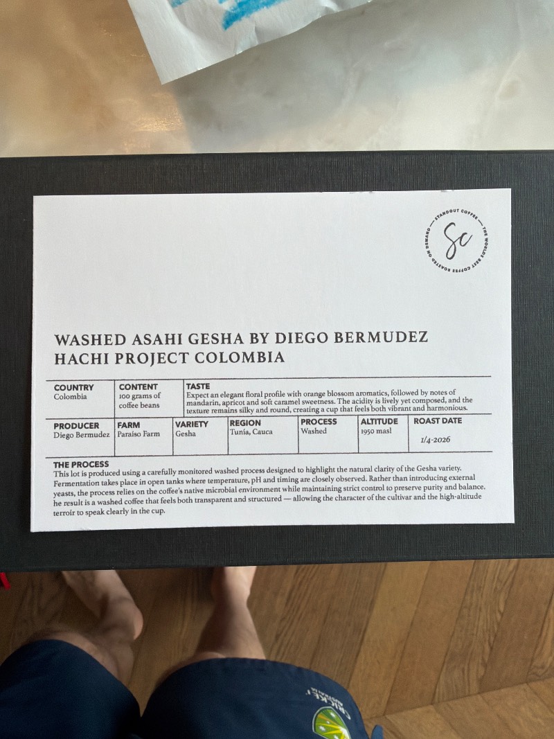 Washed Asahi Gesha by Diego Bermudez