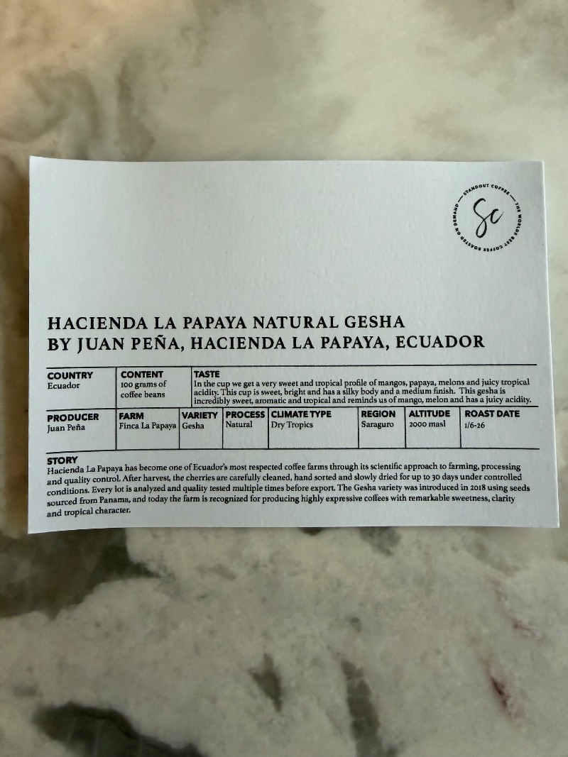Hacienda La Papaya Natural Gesha